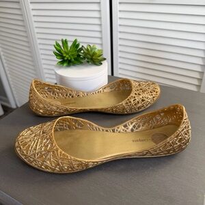 Melissa + Campana Gold Jelly Flats shoes